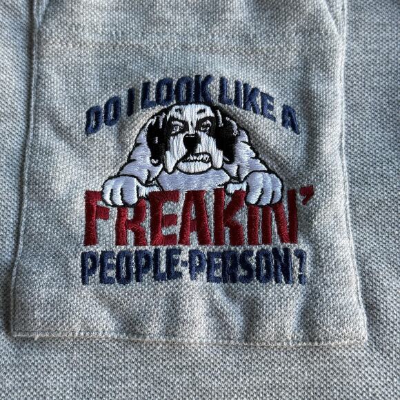 Big Dogs Polo Shirt Mens Extra Large XL Gray Embroidered Pocket Funny Slogan Dog - Picture 3 of 7